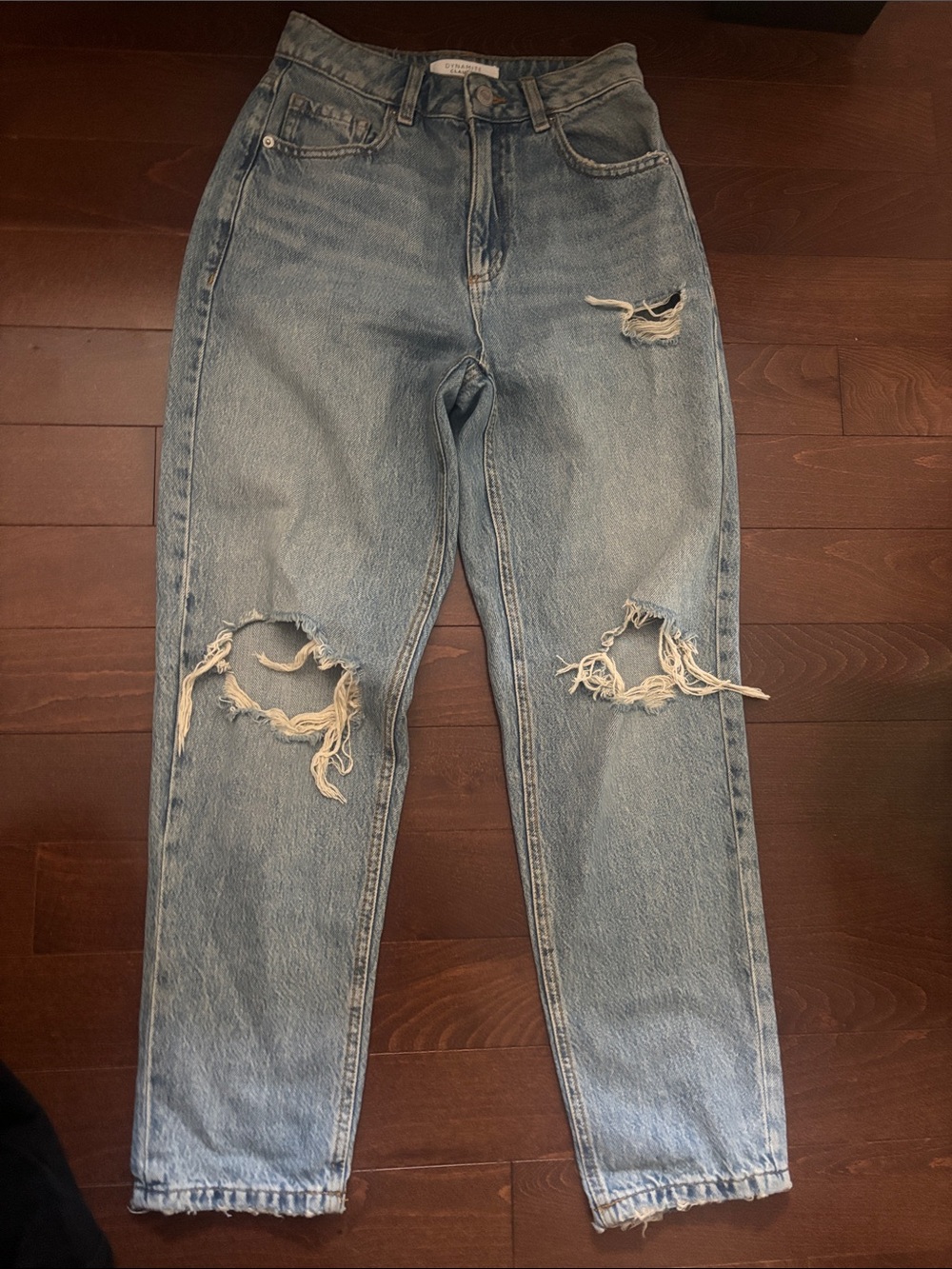 Dynamite Light Blue High-Rise Distressed Jeans